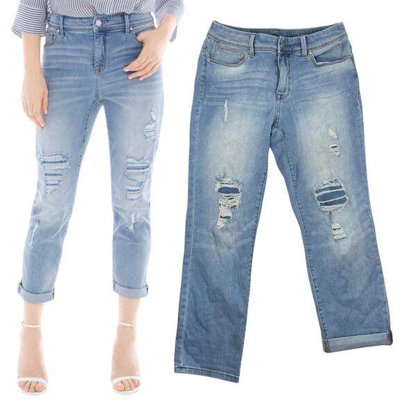 Chico's So Slimming Girlfriend Destructed Crop Jeans Light Wash Size 00 - Picture 2 of 11